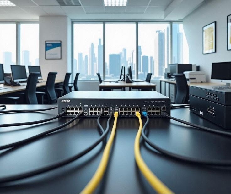 Network switch installed in an office
